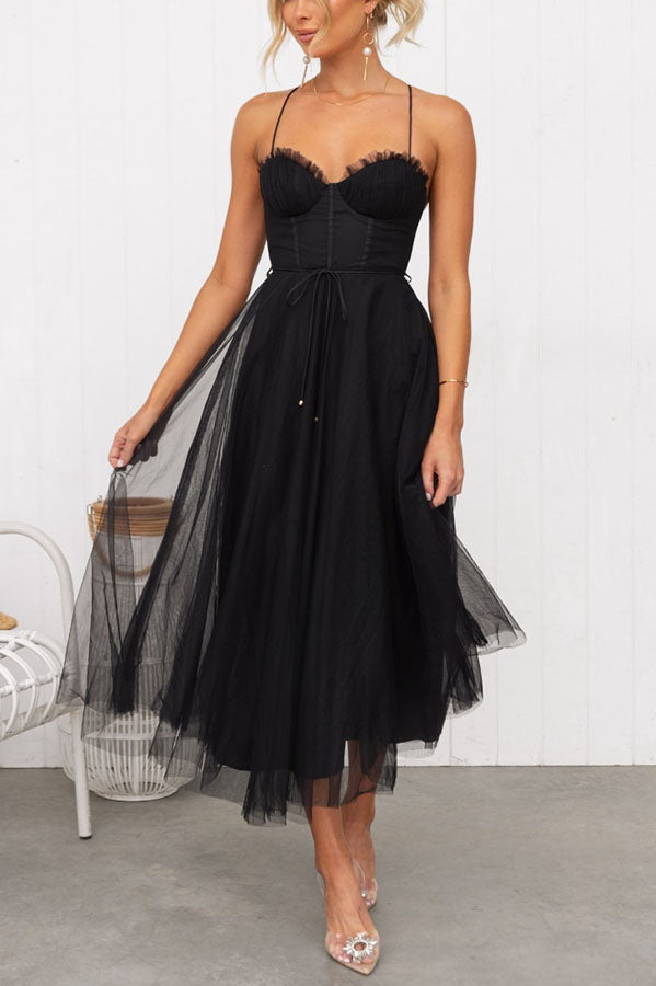 MOXI – Midi Jurk met Corset & Tule Rok | Romantisch & Feestelijk
