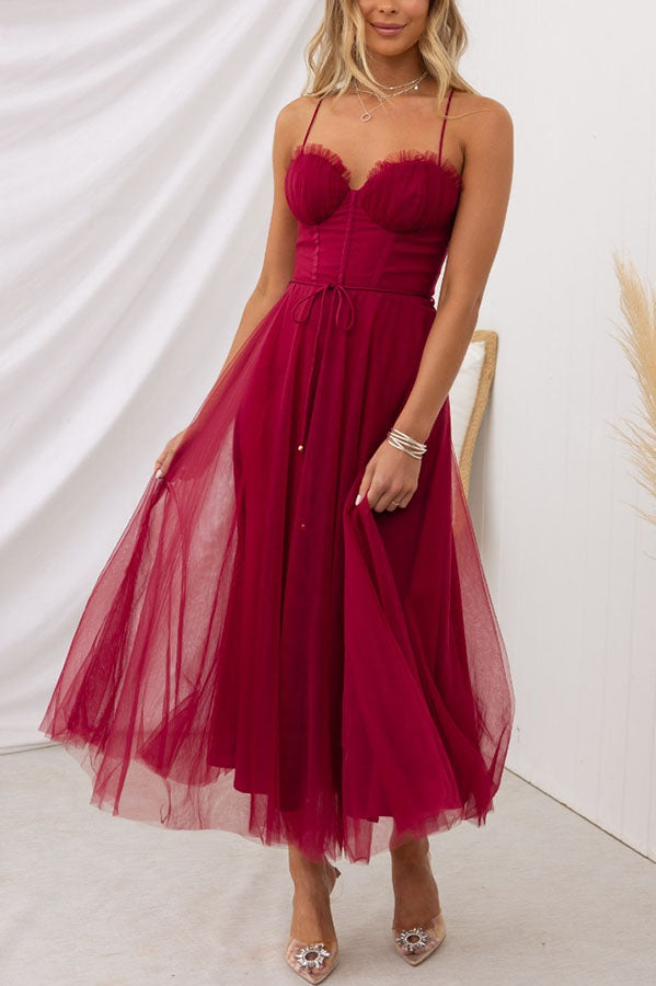 MOXI – Midi Jurk met Corset & Tule Rok | Romantisch & Feestelijk