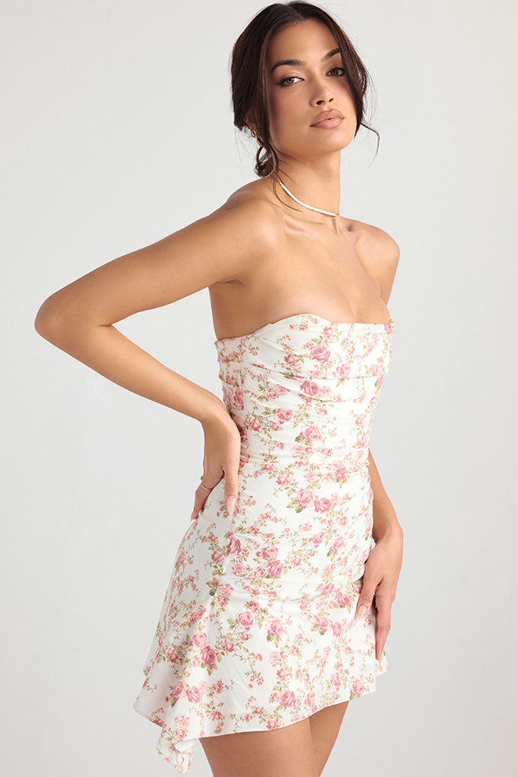PAMI – Strapless Mini Jurk met Bloemenprint | Sexy & Zomers