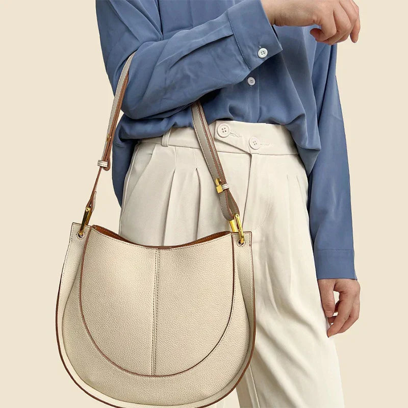 Itzel Leren Schoudertas Dames - Stijlvolle Ronde Vorm Elegante Crossbody Tas-4
