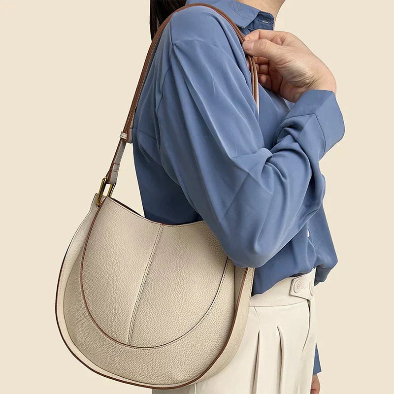 Itzel Leren Schoudertas Dames - Stijlvolle Ronde Vorm Elegante Crossbody Tas-2