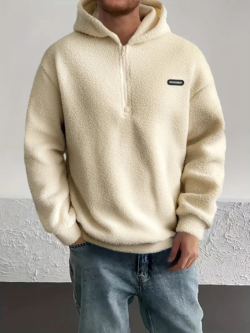 BJORN – Felpa con cappuccio da uomo in pile alla moda con cappuccio e cerniera