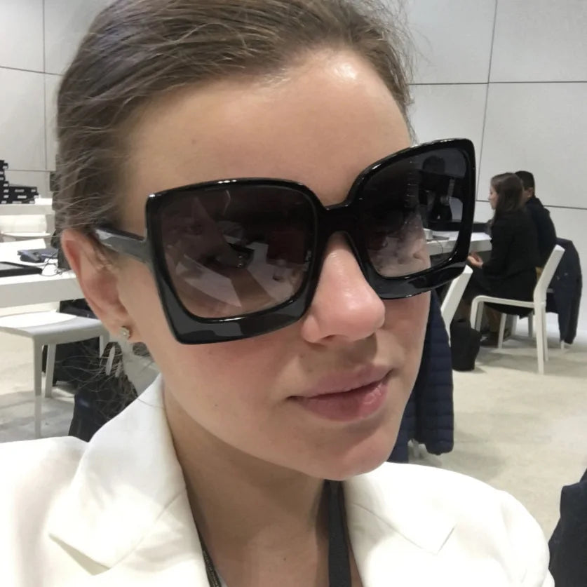 Leslie Zonnebril Dames Groot Frame Gradient Glazen Modieuze Stijl-4
