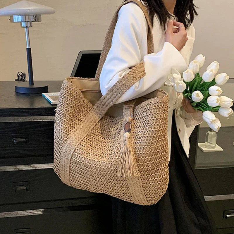 Alana Geweven Strandtas Groot Bohemien Stijl-4
