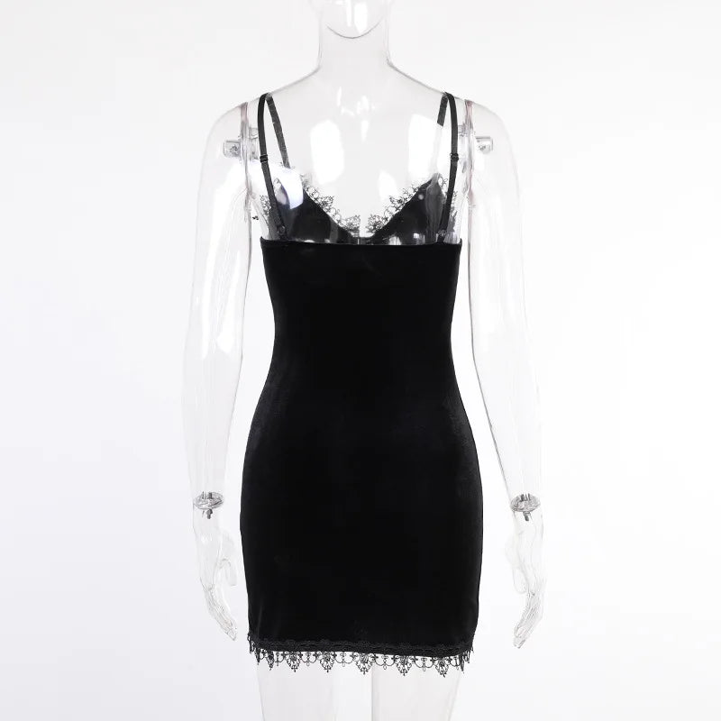 Dames Mini Jurk Vintage Goth Stijl met Spaghetti Bandjes voor Avondkleding-6