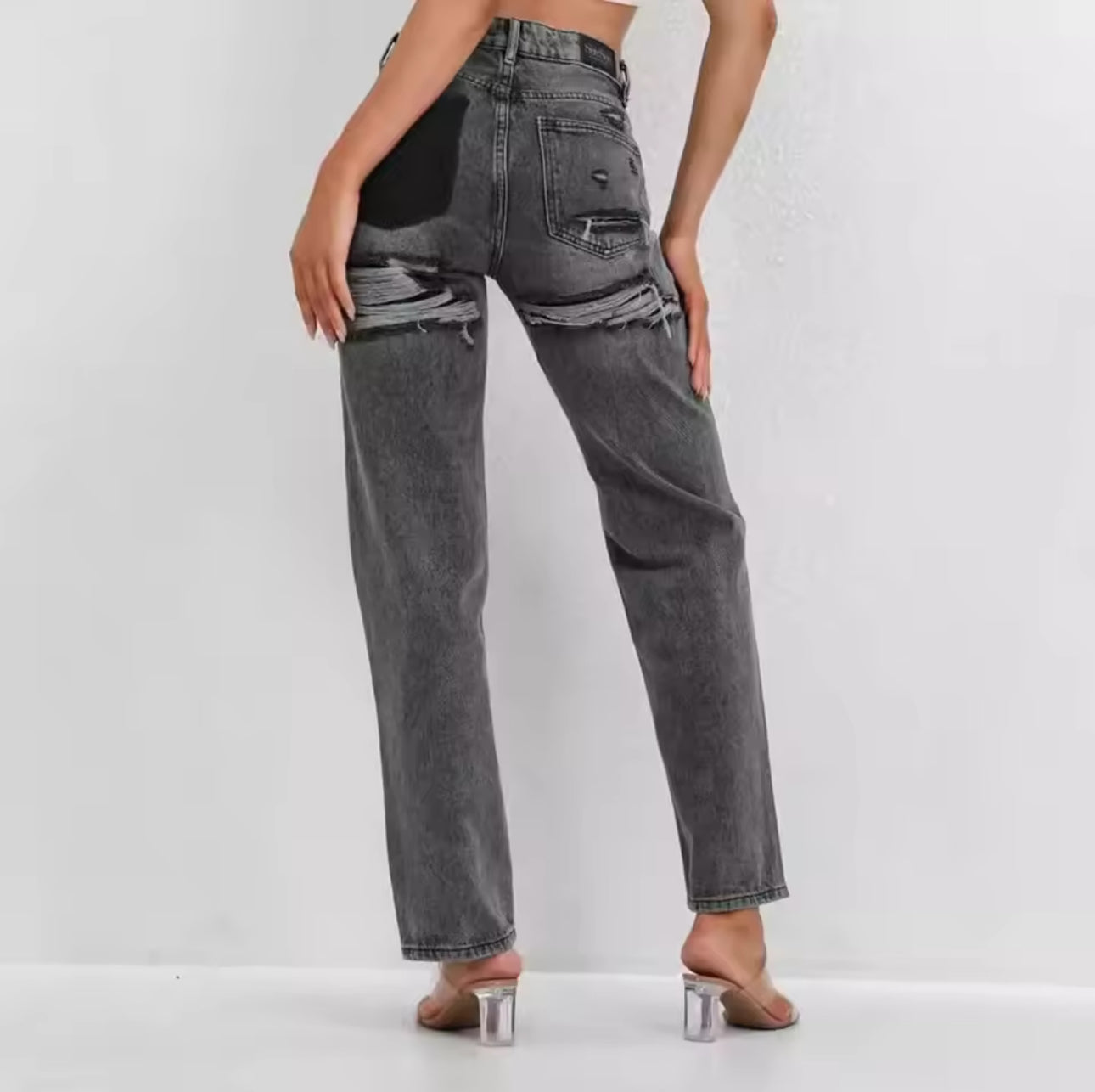 ZAAR - Jeans a gamba dritta con dettagli strappati