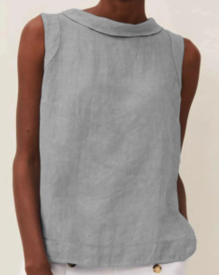 ELVA - Linnen Blouse met Korte Mouwen