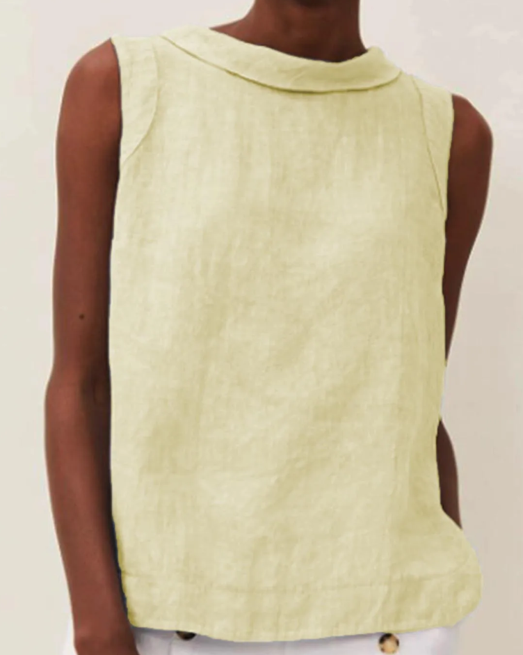 ELVA - Linnen Blouse met Korte Mouwen