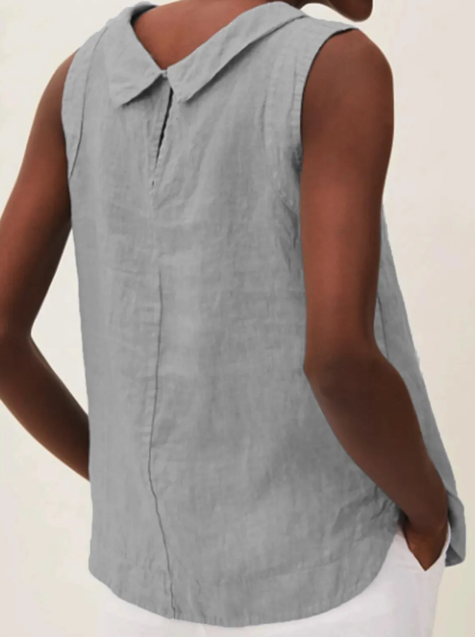 ELVA - Linnen Blouse met Korte Mouwen