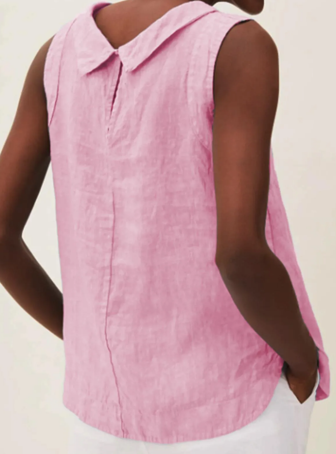 ELVA - Linnen Blouse met Korte Mouwen