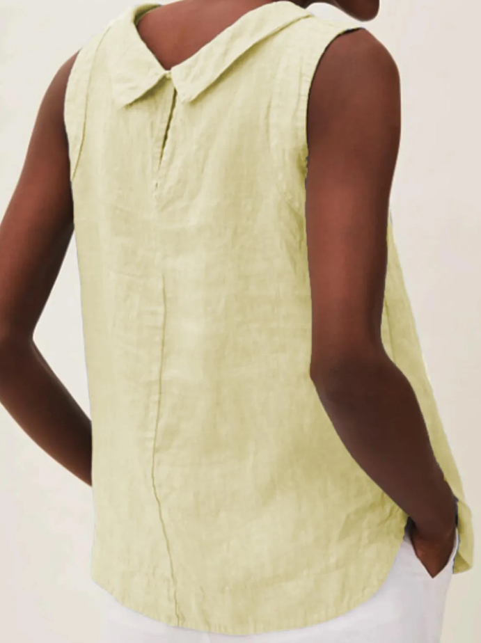 ELVA - Linnen Blouse met Korte Mouwen