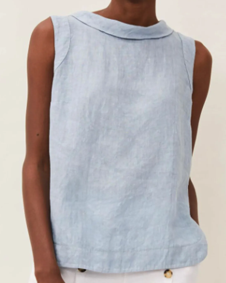 ELVA - Linnen Blouse met Korte Mouwen