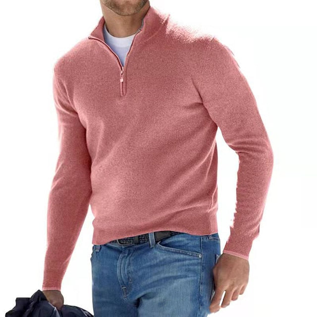 LUCA - Maglione Luxe Merino con Scollo a V e Cerniera per un Look Elegante
