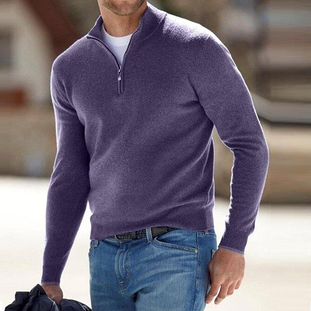 LUCA - Maglione Luxe Merino con Scollo a V e Cerniera per un Look Elegante