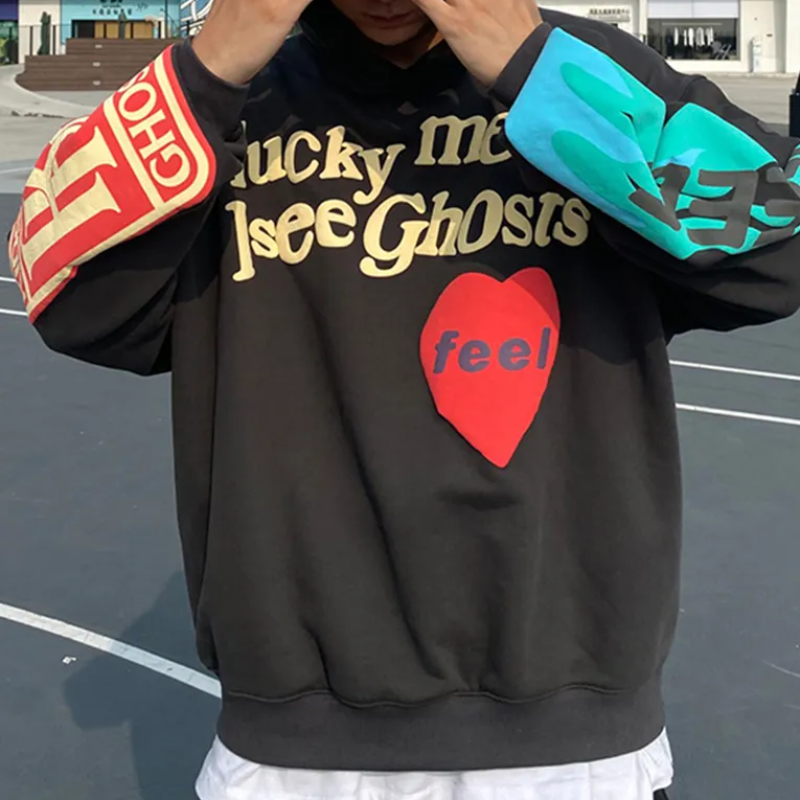 GHOST - Felpa con cappuccio grafica Y2K alla moda per gli amanti dello streetwear