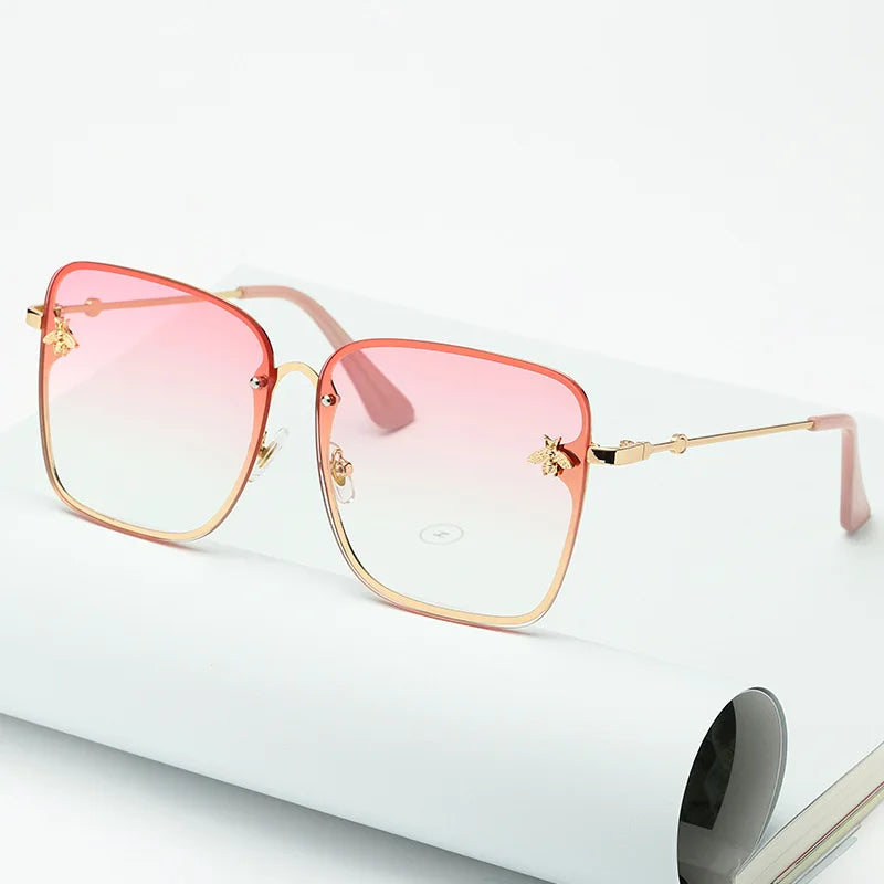 Leona Randloze Vierkante Zonnebril Dames met Gradient Lenzen - Moderne Stijl-4