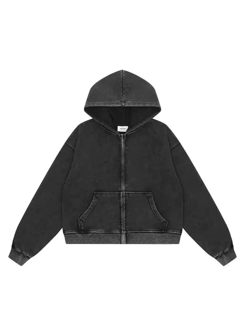 DELUXE – Felpa con cappuccio con zip lavata | Essenziale streetwear