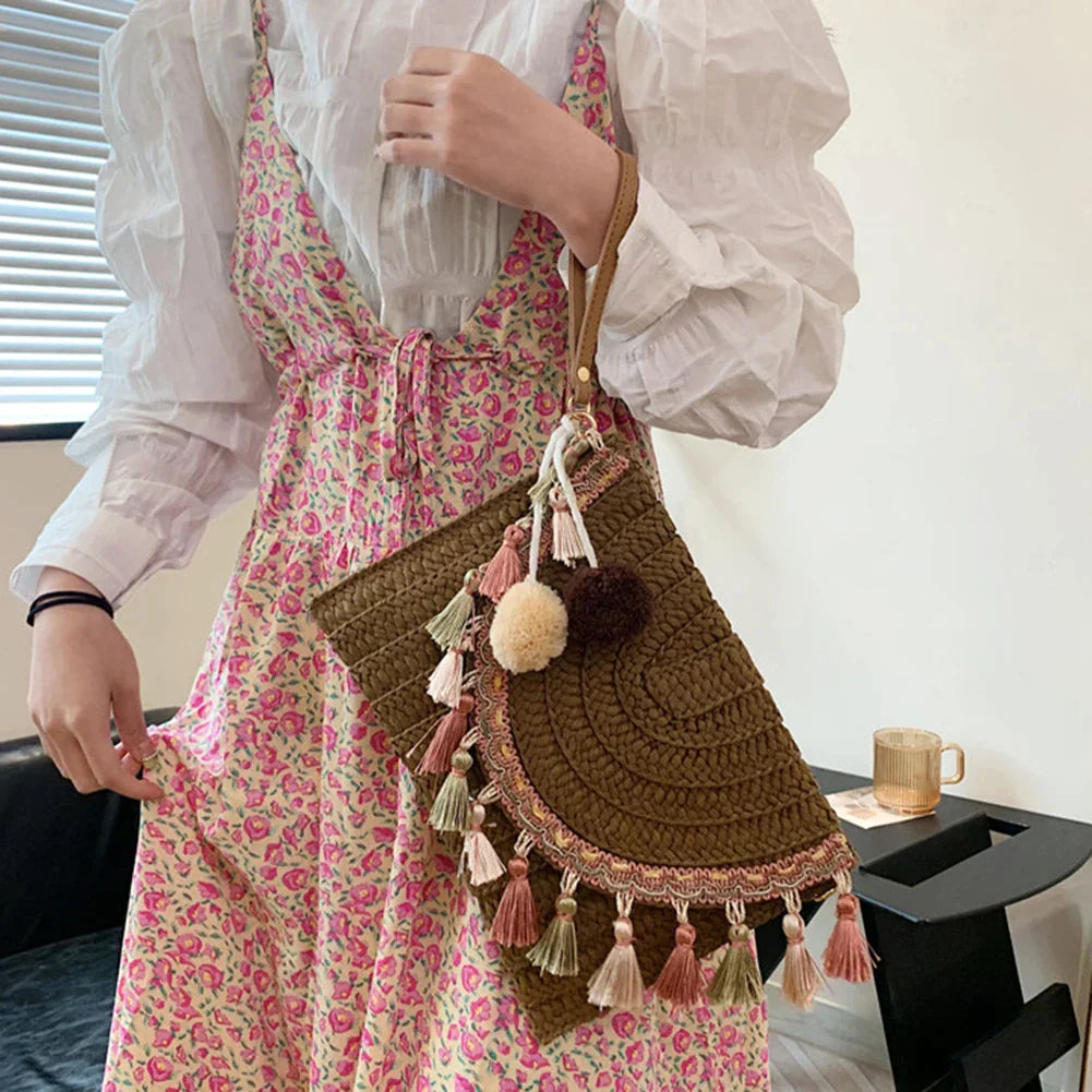 Melina Retro Schoudertas Dames met Kwastje Stijl-3