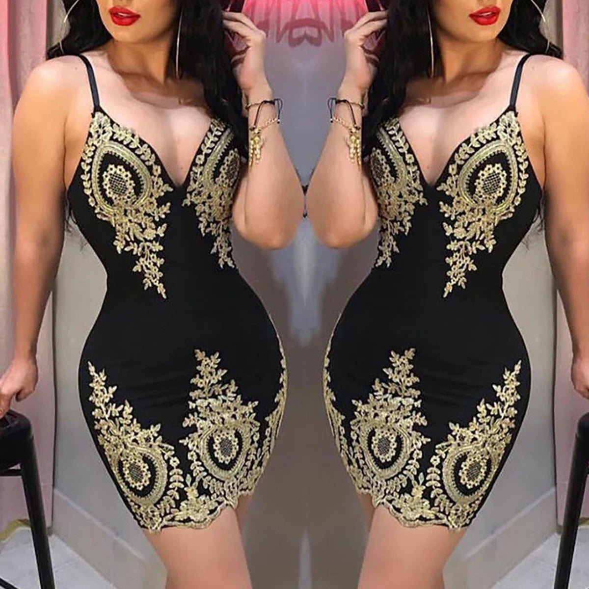 Dames Halter Mini Jurk Sexy Zomerstijl voor Feesten en Avonden-2