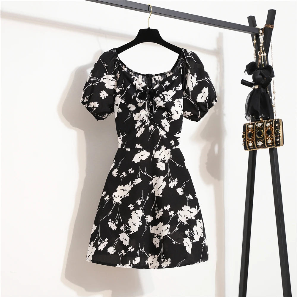 Variant image for Dames Mini Jurk Bloemenprint Chiffon Zomer Kleding-2