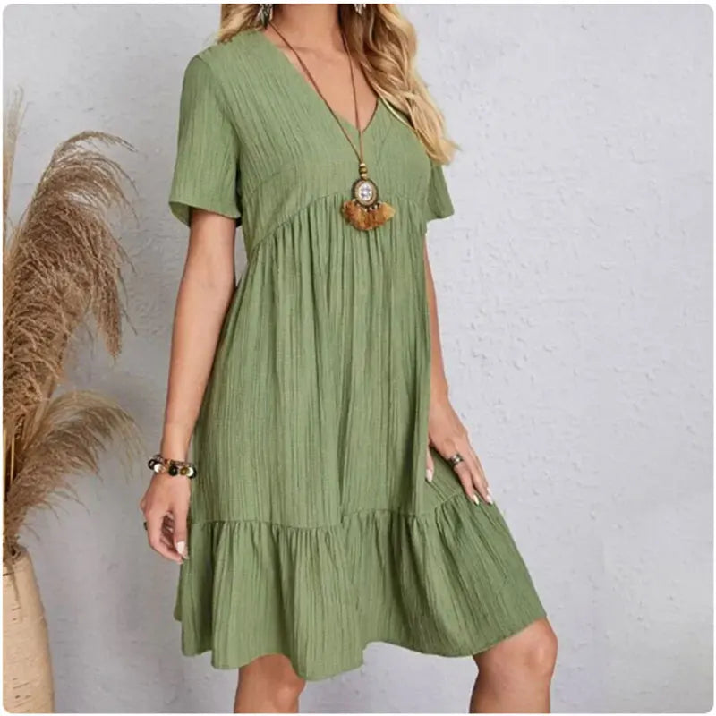 Dames Peplum Jurk V-hals voor de Zomer-3