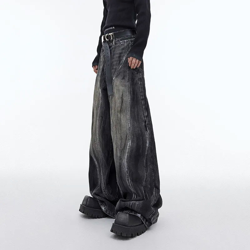 FEWQ Agrue Culture - Jeans Heren con Vestibilità Larga e Vita Alta in Streetwear moda Y2K