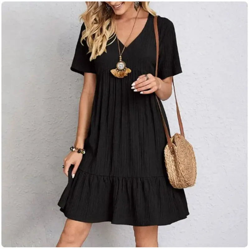 Dames Peplum Jurk V-hals voor de Zomer-6