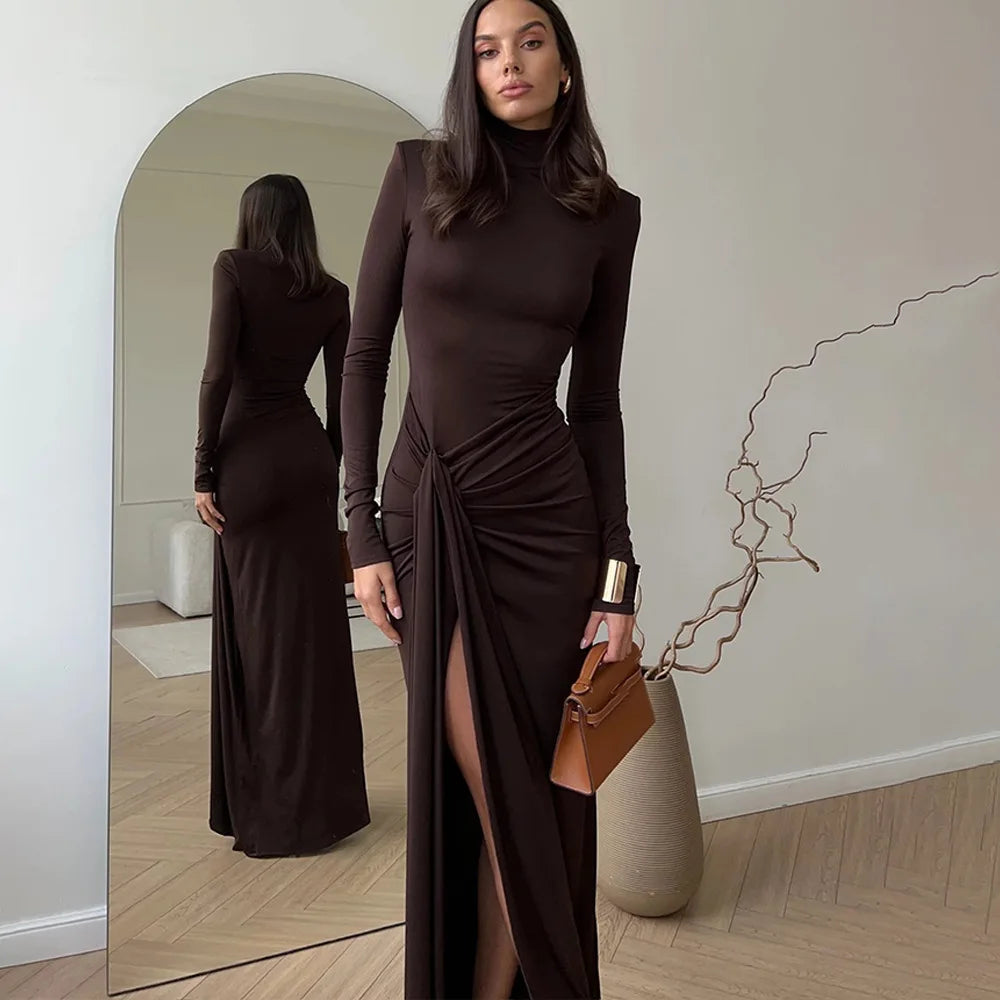 Dames Lange Jurk met Hoge Spleet en Wrapstijl voor Elegante Gelegenheden-2