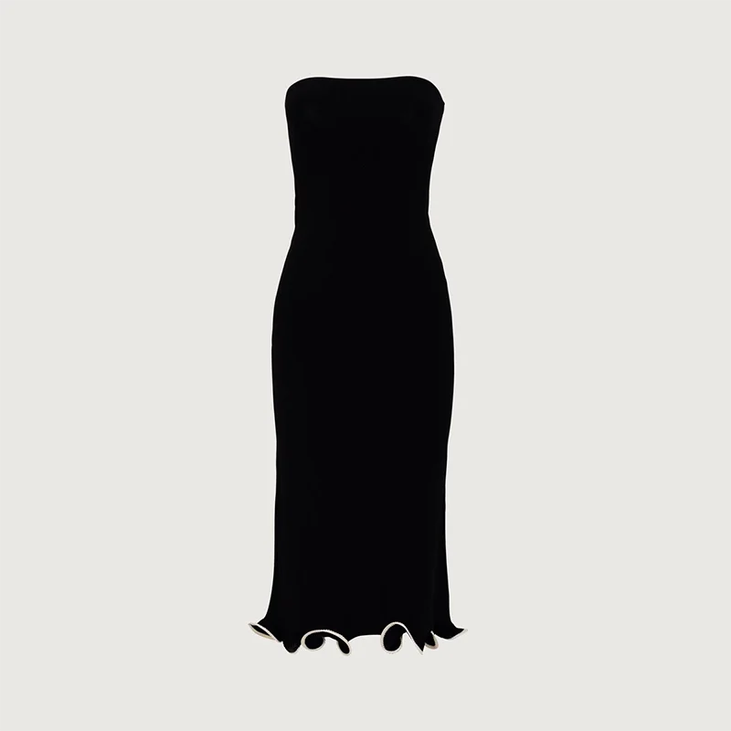 Variant image for Dames Mini Jurk Gebreid met Contrastkleur - Stijlvolle Feestelijke Kleding-12