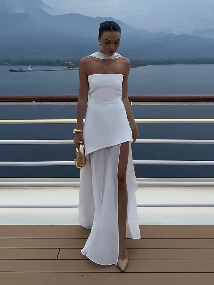 Dames Lange Jurk Strapless Elegante Lange Zomerjurk voor Strand en Speciale Gelegenheden-2