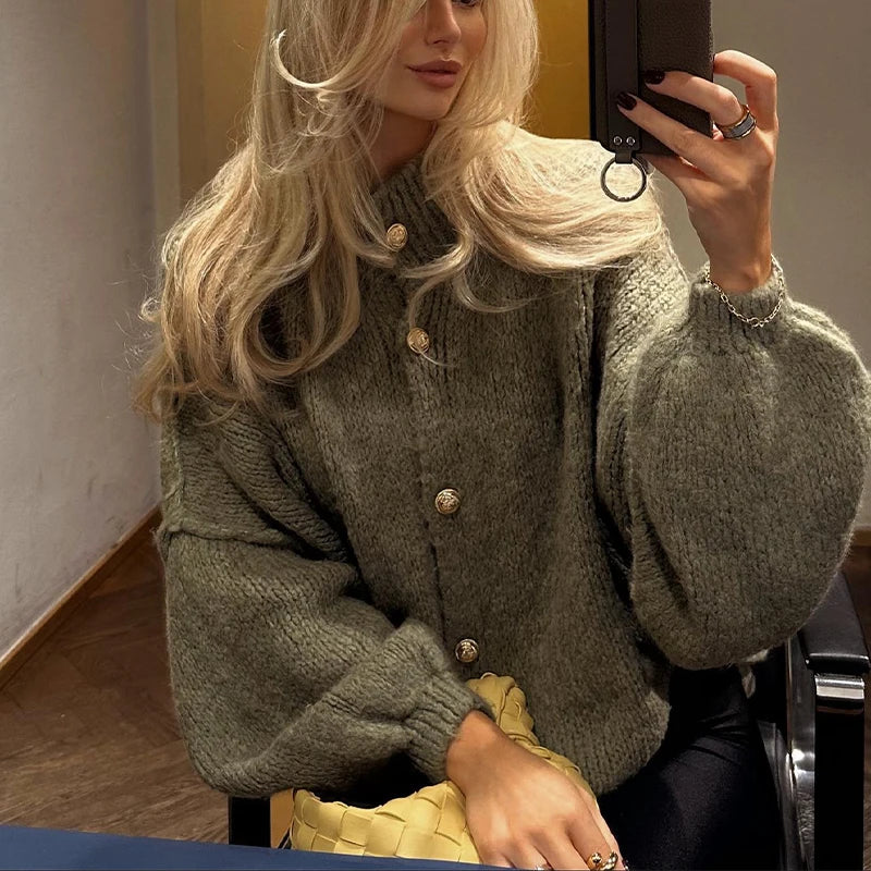 SOLÈNE – Cardigan oversize con bottoni dorati