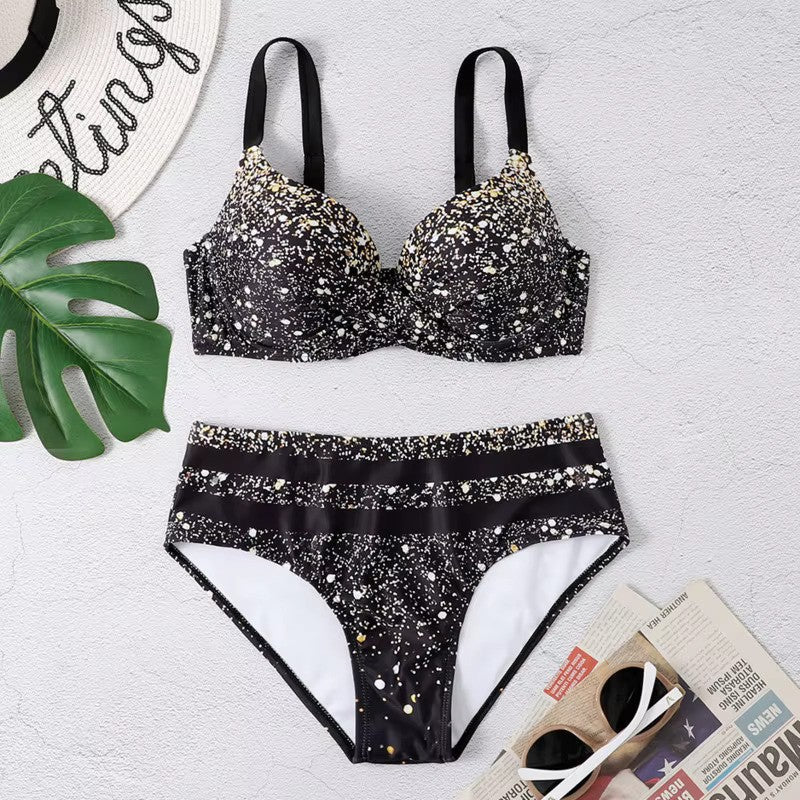 Dames Hoge Taille Bikini Tropische Bladprint-5