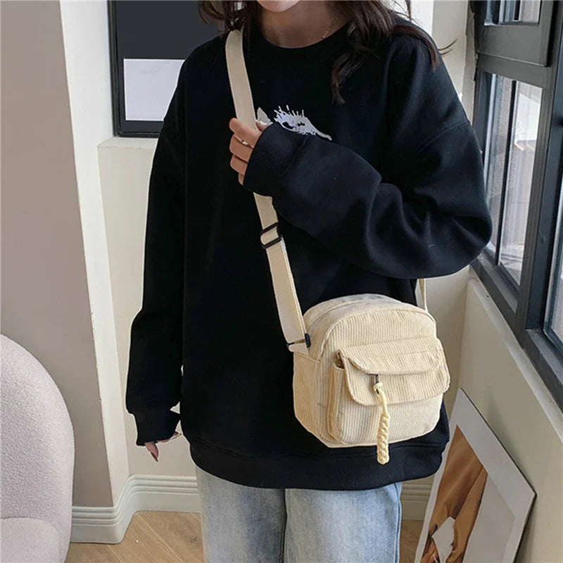 Juliana Zwarte Schoudertas Dames - Stijlvolle Leren Corduroy Tas-4