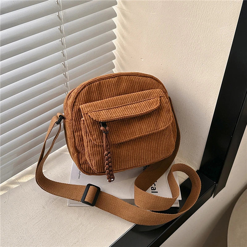 Variant image for Juliana Zwarte Schoudertas Dames - Stijlvolle Leren Corduroy Tas-4