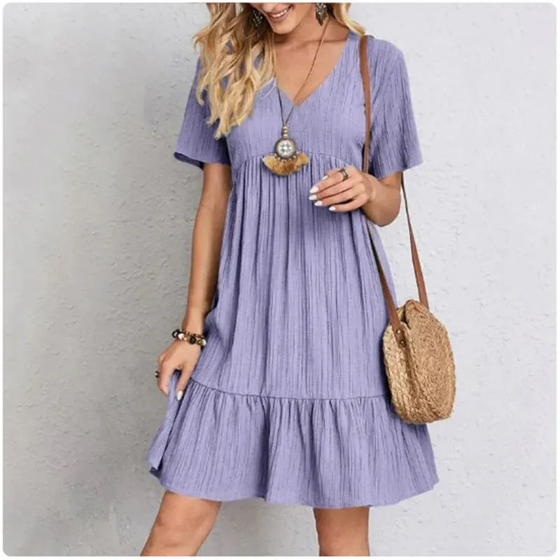 Dames Peplum Jurk V-hals voor de Zomer-4
