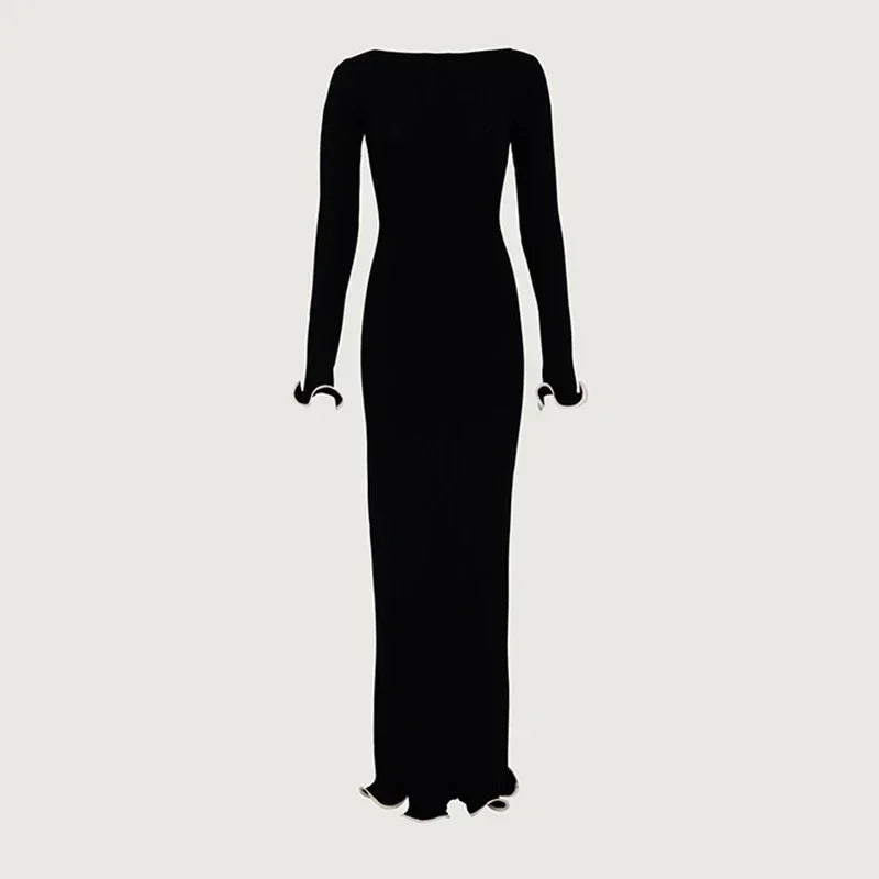 Variant image for Dames Mini Jurk Gebreid met Contrastkleur - Stijlvolle Feestelijke Kleding-23