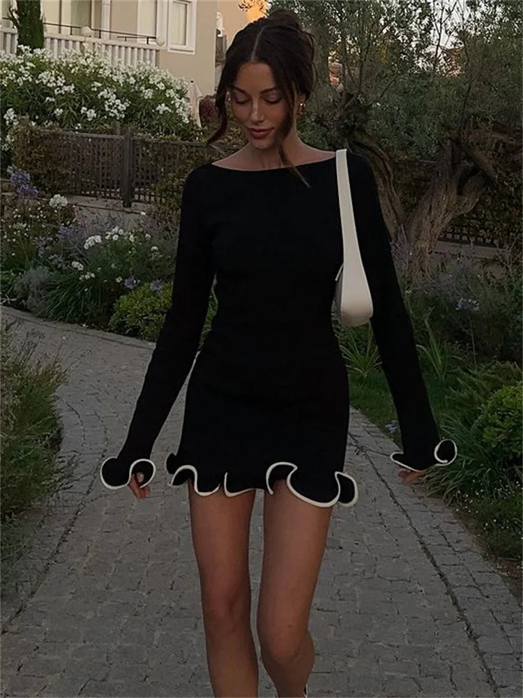 Dames Mini Jurk Hoge Taille Elegante Slanke Stijl voor Zomerfeestjes-1