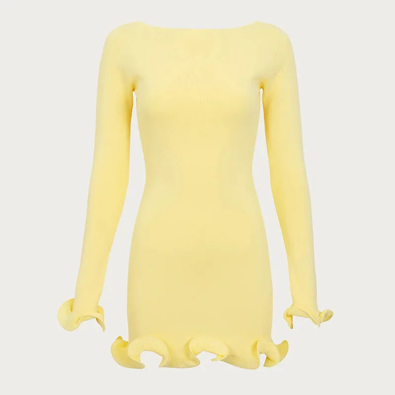 Variant image for Dames Mini Jurk Gebreid met Contrastkleur - Stijlvolle Feestelijke Kleding-19