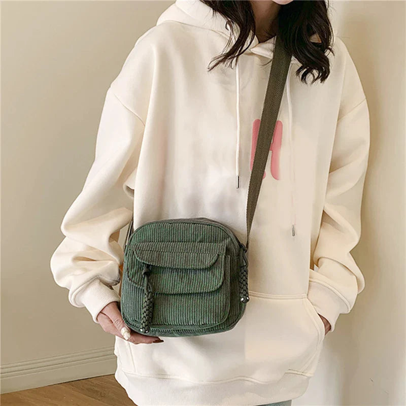 Juliana Zwarte Schoudertas Dames - Stijlvolle Leren Corduroy Tas-3