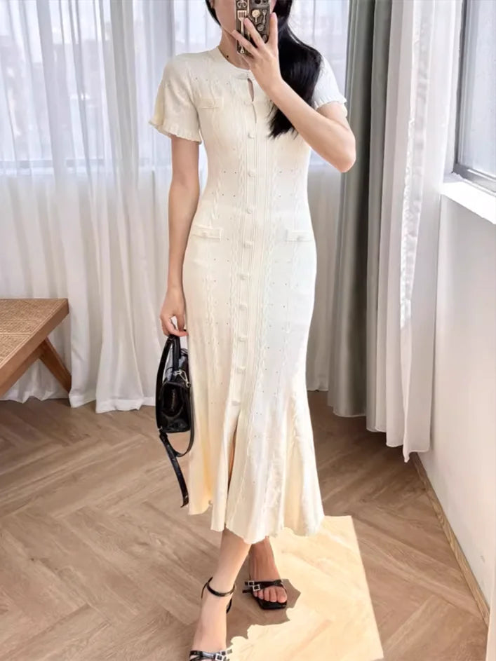 Dames Bodycon Jurk Korte Mouwen Elegante Stijl voor Zomerfeestjes en Casual Uitjes-3