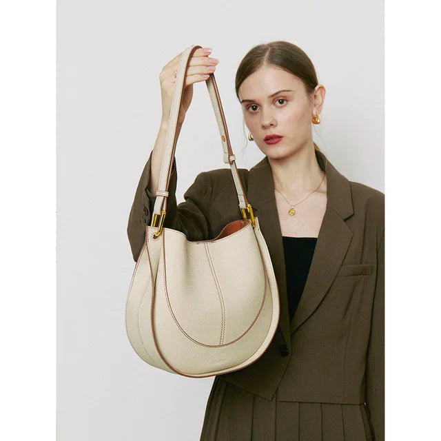Itzel Leren Schoudertas Dames - Stijlvolle Ronde Vorm Elegante Crossbody Tas-3