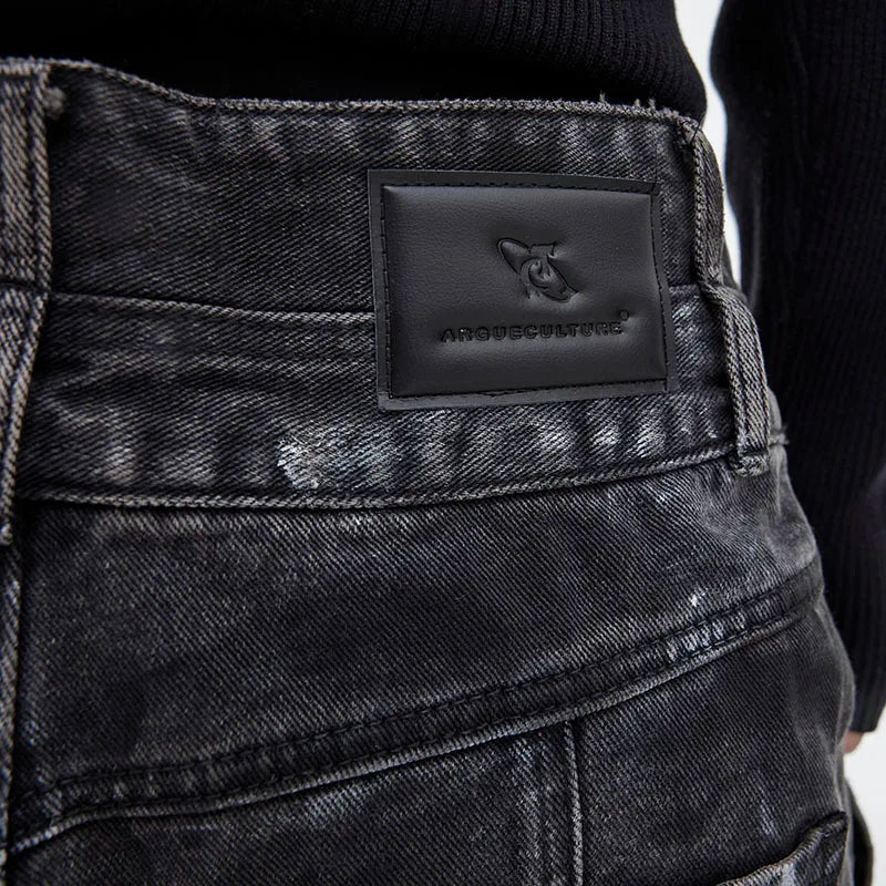FEWQ Agrue Culture - Jeans Heren con Vestibilità Larga e Vita Alta in Streetwear moda Y2K