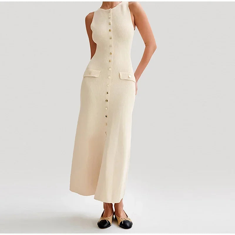 Dames Lange Jurk Mouwloos Elegante Bodycon Stijl voor Zomerfeesten-1