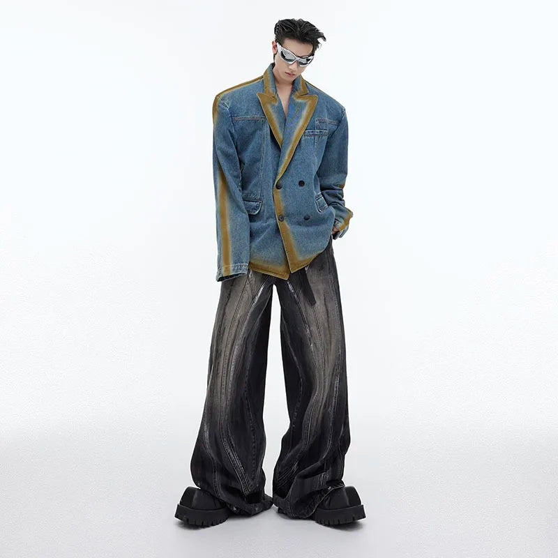 FEWQ Agrue Culture - Jeans Heren con Vestibilità Larga e Vita Alta in Streetwear moda Y2K