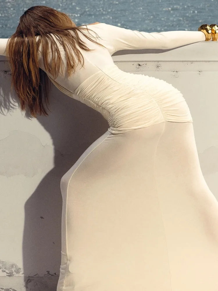 Dames Bodycon Jurk met Lange Mouwen en Mesh Details - Feestelijke Kleding voor een Stijlvolle Uitstraling-5