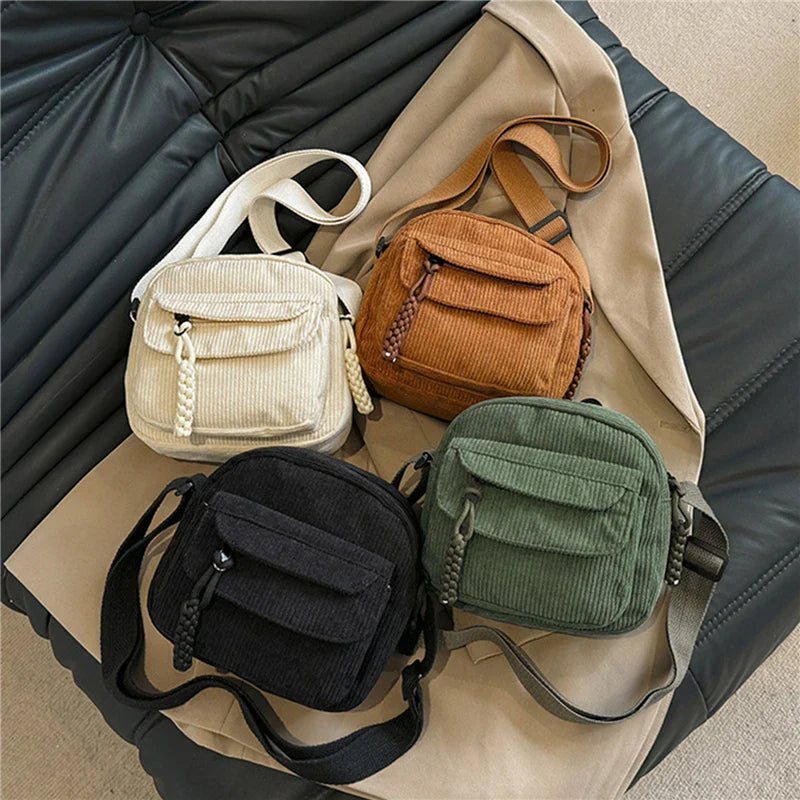 Juliana Zwarte Schoudertas Dames - Stijlvolle Leren Corduroy Tas-2