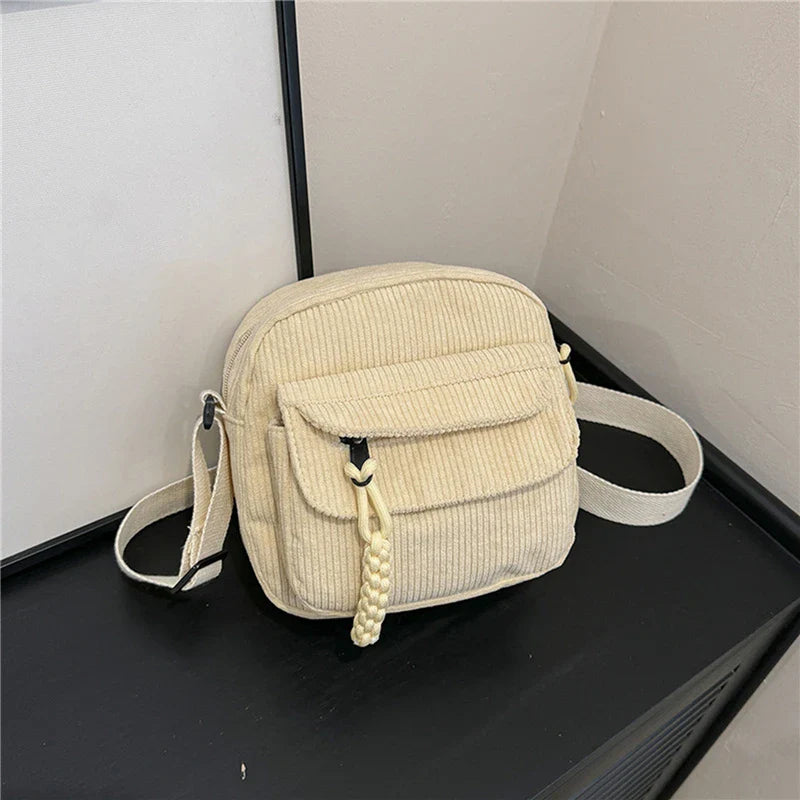 Variant image for Juliana Zwarte Schoudertas Dames - Stijlvolle Leren Corduroy Tas-1
