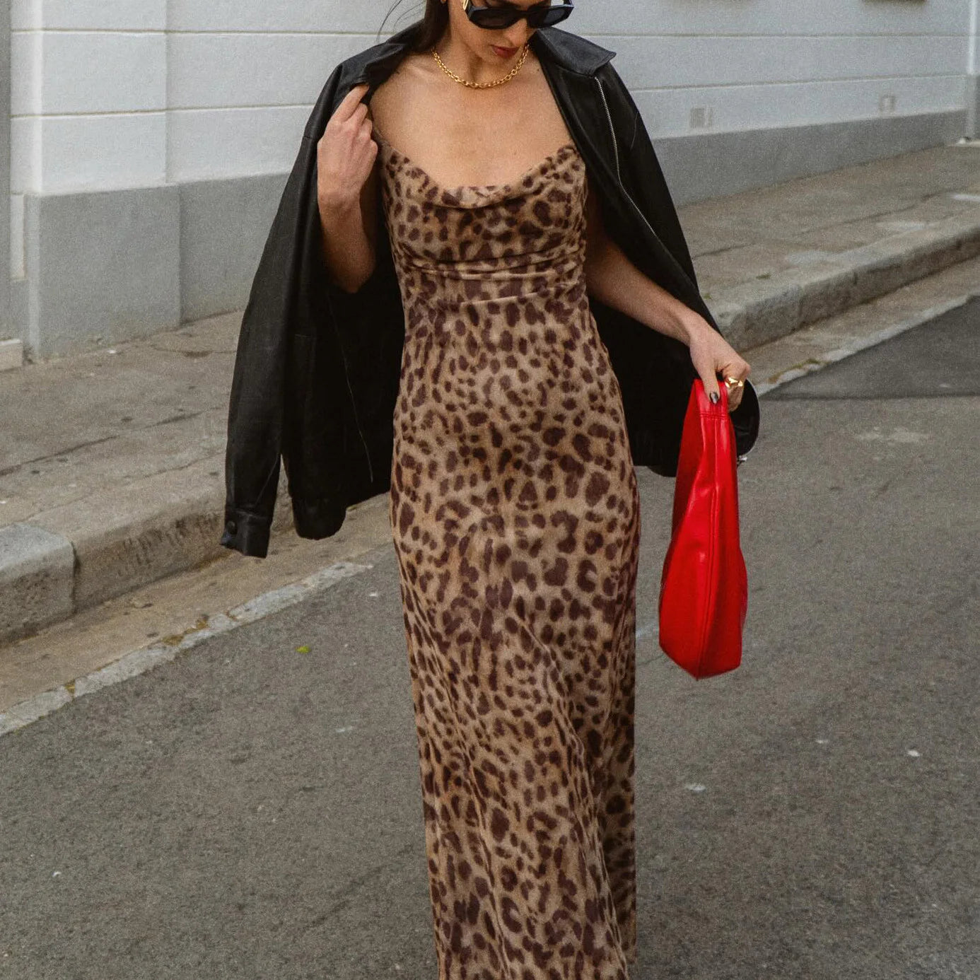 Dames Maxi Jurk Vintage Luipaardprint voor Zomerfeestjes en Gala's-6