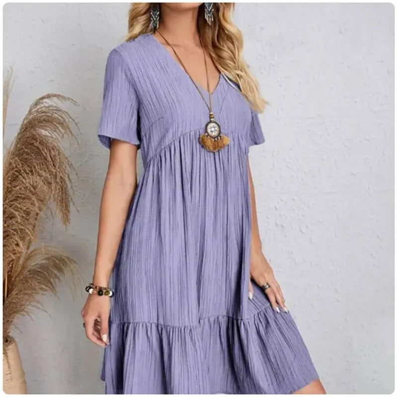 Dames Peplum Jurk V-hals voor de Zomer-5