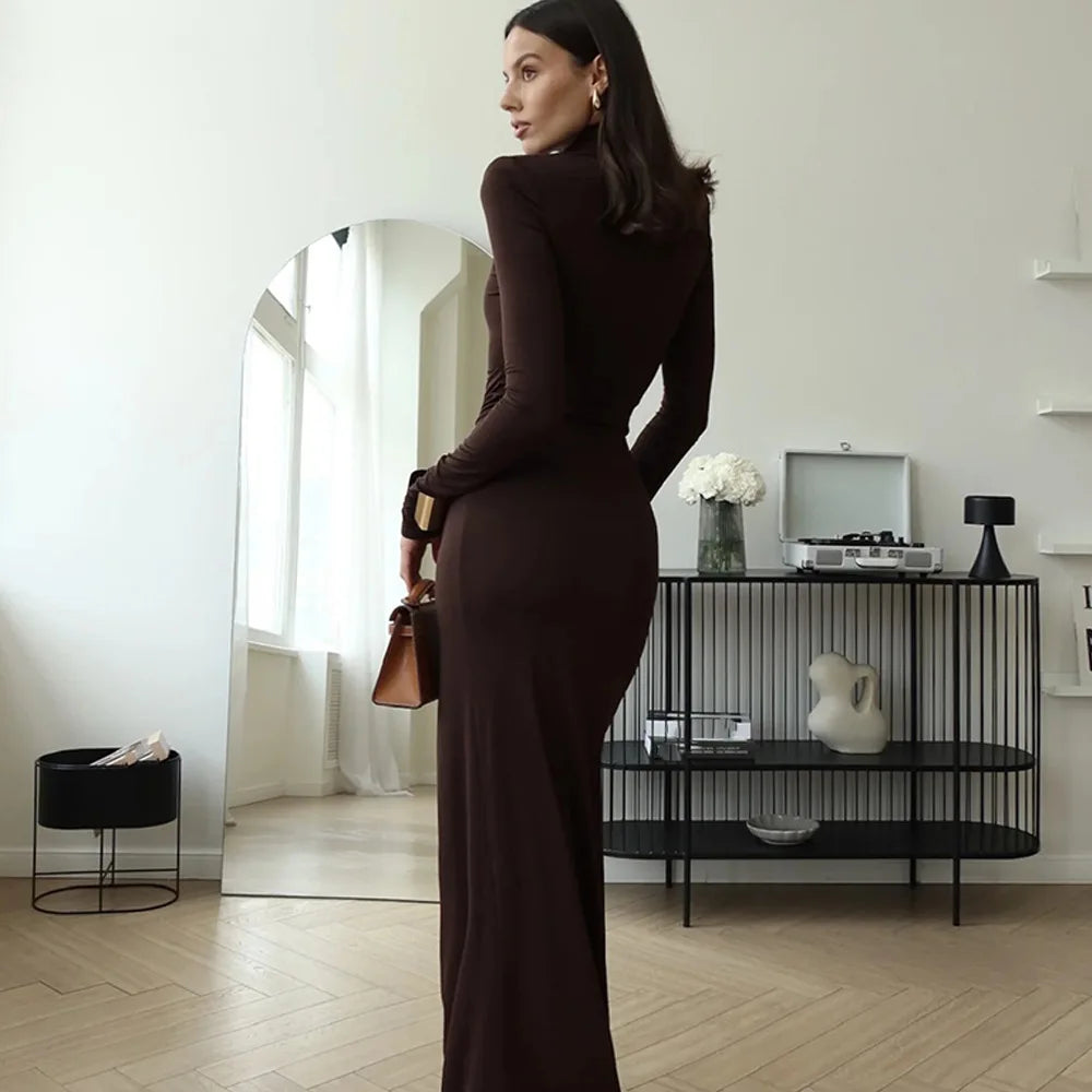 Dames Lange Jurk met Hoge Spleet en Wrapstijl voor Elegante Gelegenheden-3